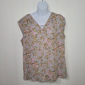 Banana Republic Top Womens Large Floral Short Sleeves Spring Summer Lightweight